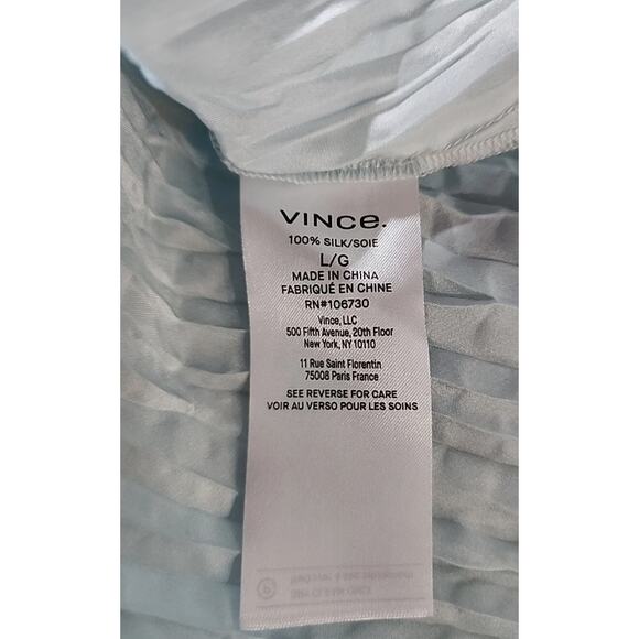 $325 VINCE Crushed Silk Top Blouse | Womens Size L, Sky Blue NEW! - Picture 6 of 8